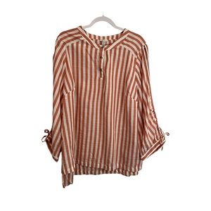 Cato Striped Henley Popover Slit Long Sleeves Top Blouse Womens Size 18/20W
